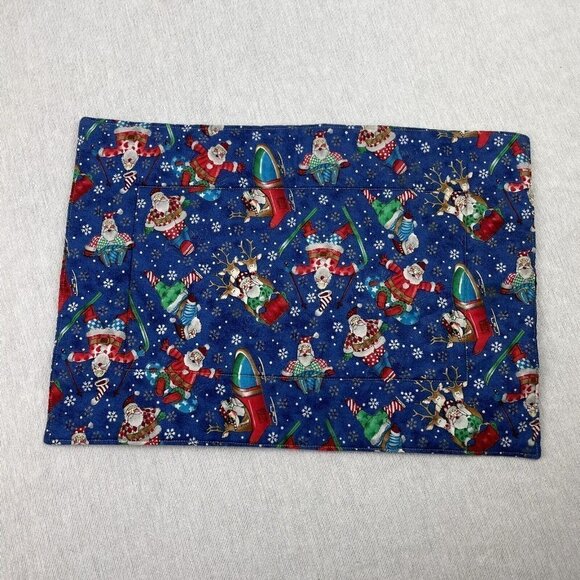 Hamdmade Christmas Placemats Funny Santa set 4  17 x 12" - Picture 2 of 5